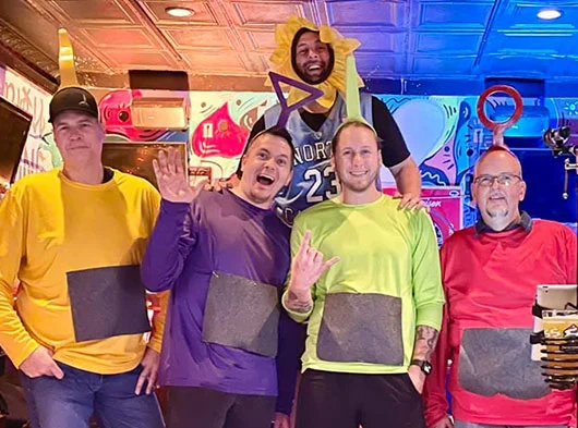 Smoove Series dressed as Teletubbies for Halloween Show in 2021 at The Blind Rhino in South Norwalk, CT