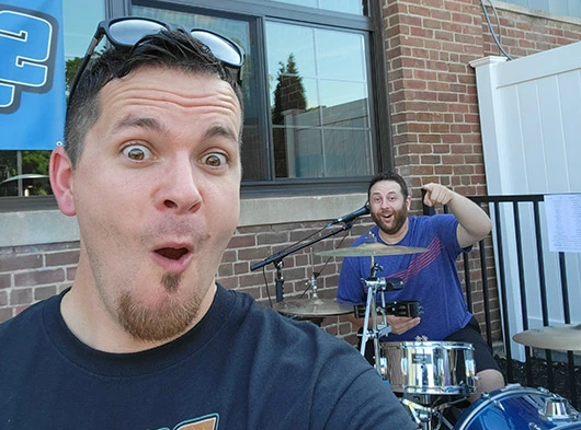 Joe Scovill & Joe Saad selfie photo at Clocktown Brewery in Thompston, CT.